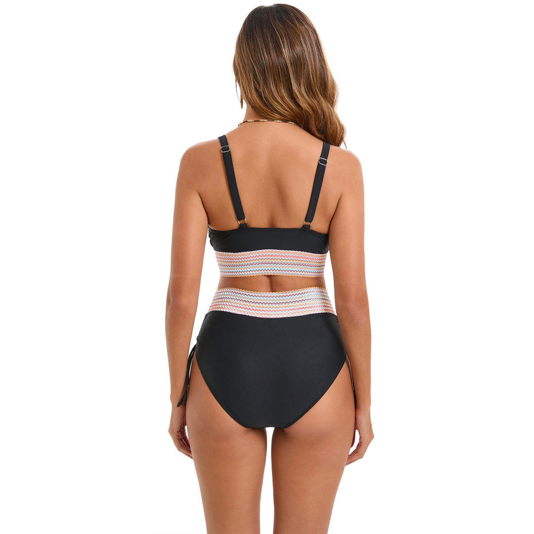 Women's High-Waisted Bikini Set with Trendy Lacing Details StylebySassy