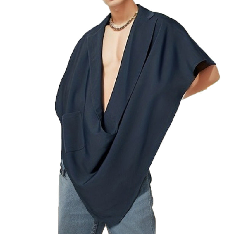 Women's Cape Blazer with shawl collar, open front, patch pocket, and pointed hem StylebySassy