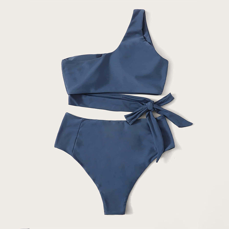 Ladies bikini set with asymmetrical top and high waist cut StylebySassy