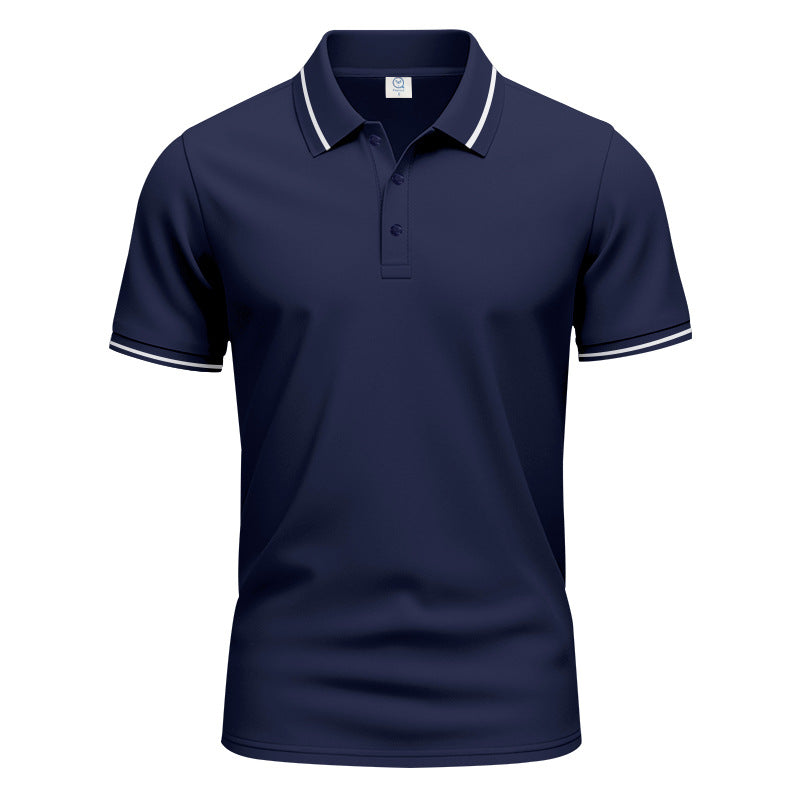 Men's breathable interlock polo shirt with contrast tipping, short button placket and slim silhouette StylebySassy