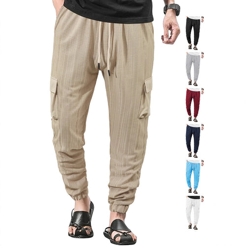 Men's Glencheck Cargo Jogging Pants with Drawstring Waistband and Elastic Ankle Closures StylebySassy