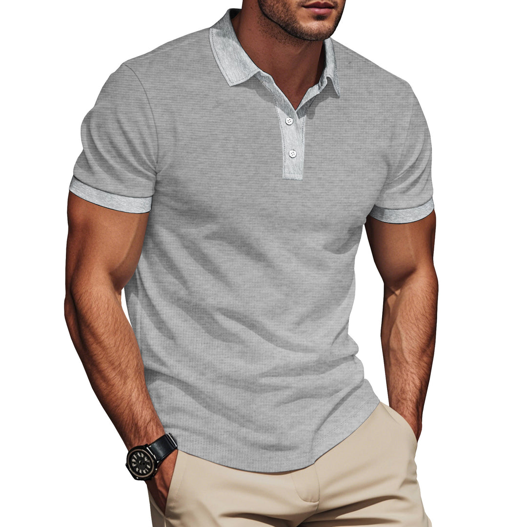Men's elegant structured polo shirt with Kent collar, short button placket and breathable stretch jersey StylebySassy