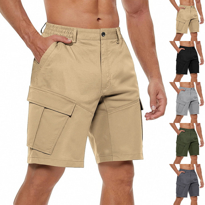 Men's button waistband Bermuda shorts with partially elastic back and applied flap pockets StylebySassy