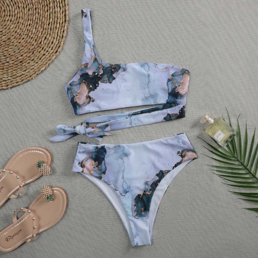 Women's Asymmetrical Bikini Set with Knotted Top StylebySassy