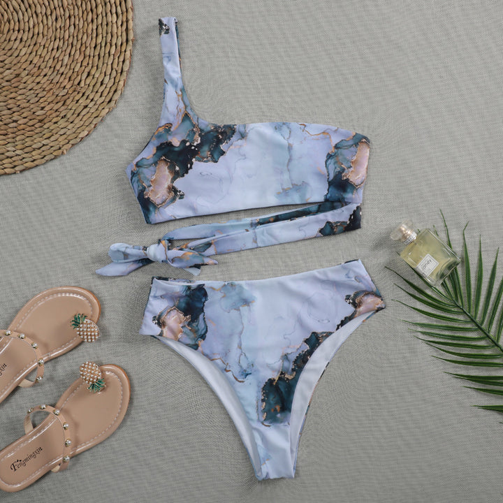 Women's Asymmetrical Bikini Set with Knotted Top StylebySassy