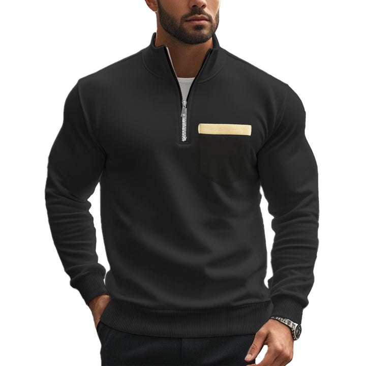 Men's brushed sweat half-zip with contrasting inner collar and elastic hem StylebySassy