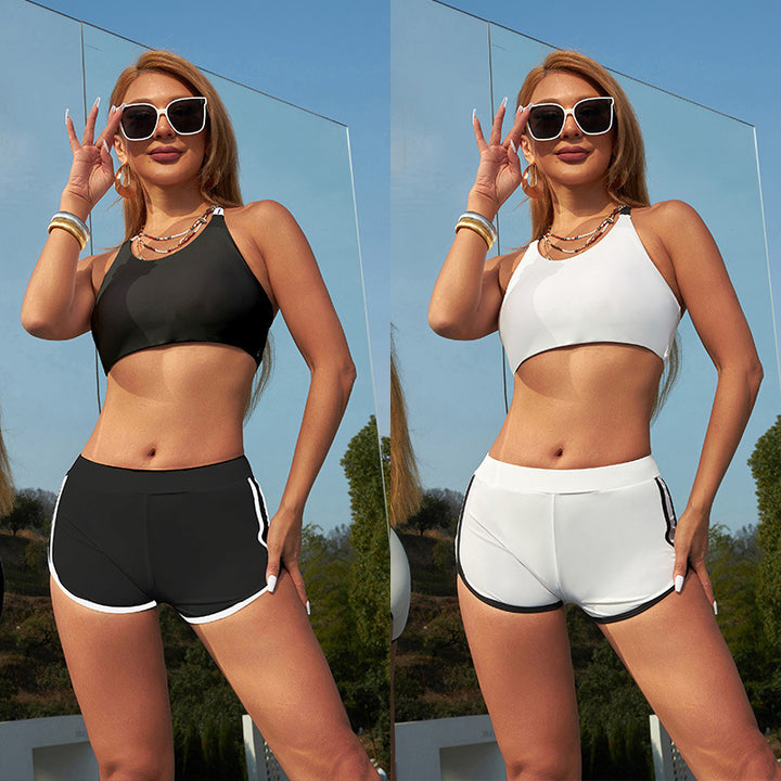 Women’s sporty bikini set with high-neck top and comfortable bottoms StylebySassy