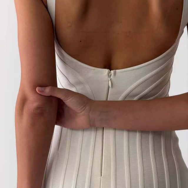 Women Figur-hugging Maxi Dress with Deep V-neck StylebySassy
