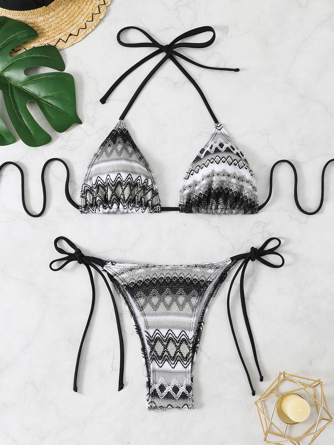 Women's Triangle Bikini with Colorful Ethnic Pattern StylebySassy
