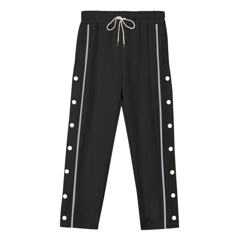Unisex nan light sports training pants with snap button placket and elastic drawstring waistband StylebySassy