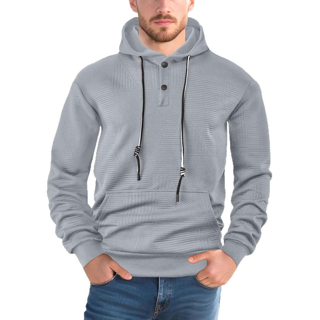 Men's structured hoodie with snap button placket and kangaroo pocket StylebySassy
