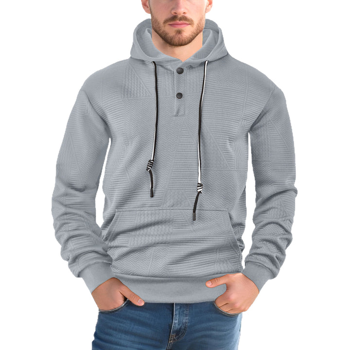 Men's structured hoodie with snap button placket and kangaroo pocket StylebySassy