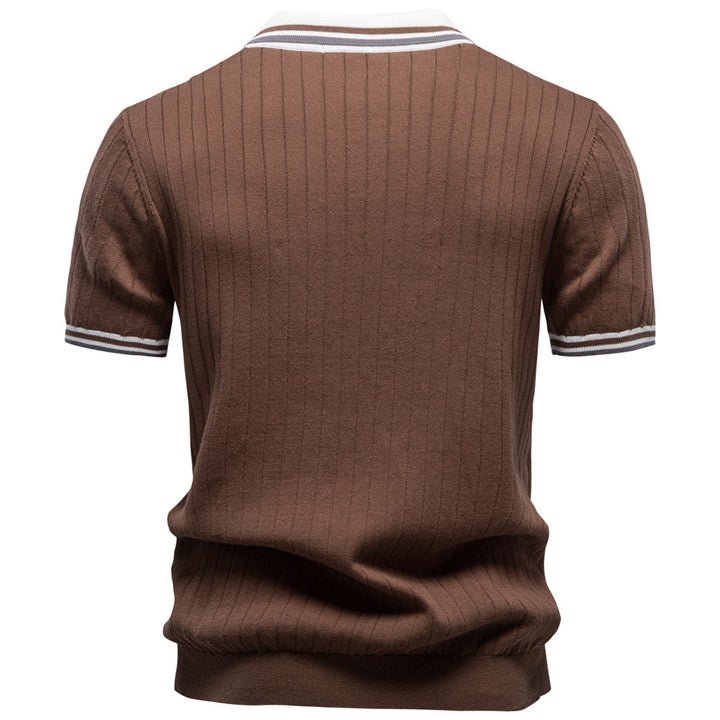 Men's short-sleeved fine knit polo with Kent collar and ribbed structure StylebySassy