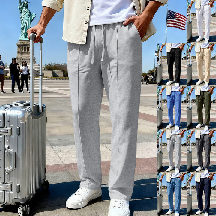 Men's elegant sweatpants with crease straight leg and drawstring StylebySassy