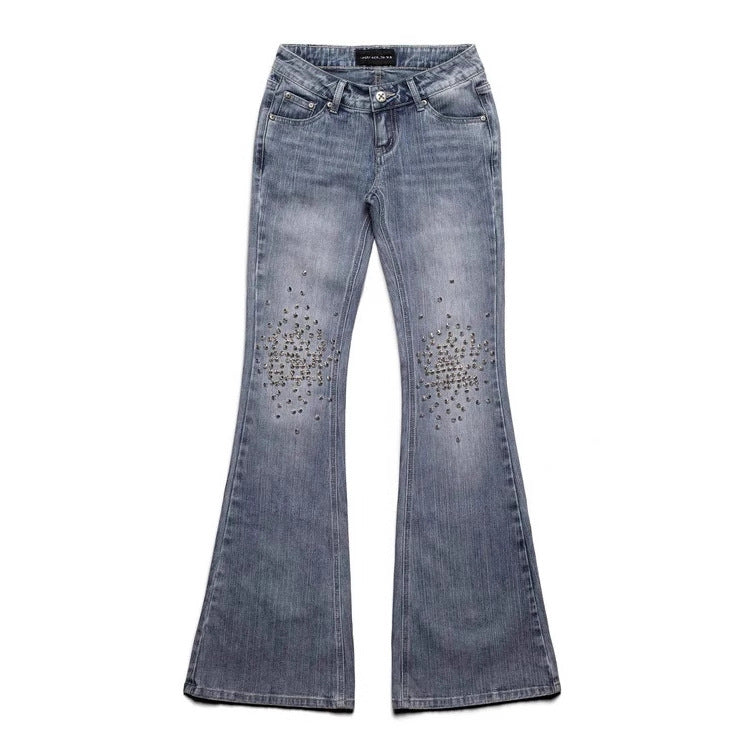 Women's Fashion Bootcut Jeans with Sparkling Studs StylebySassy