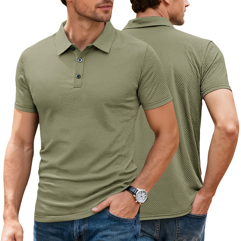 Men's nano structured micro jacquard polo shirt with slim fit and elastic comfort stretch StylebySassy