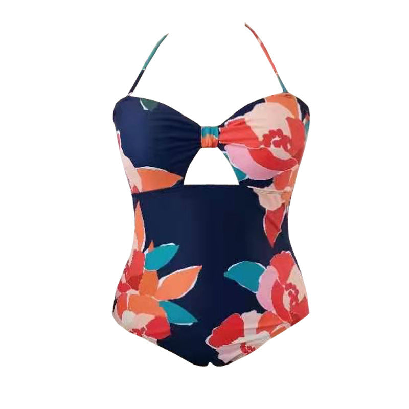 Women One-Piece Swimsuit with Floral Cut-Out Design StylebySassy