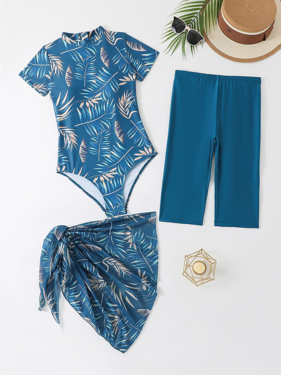Women's Fashionable Rashguard with Combined Swim Shorts StylebySassy