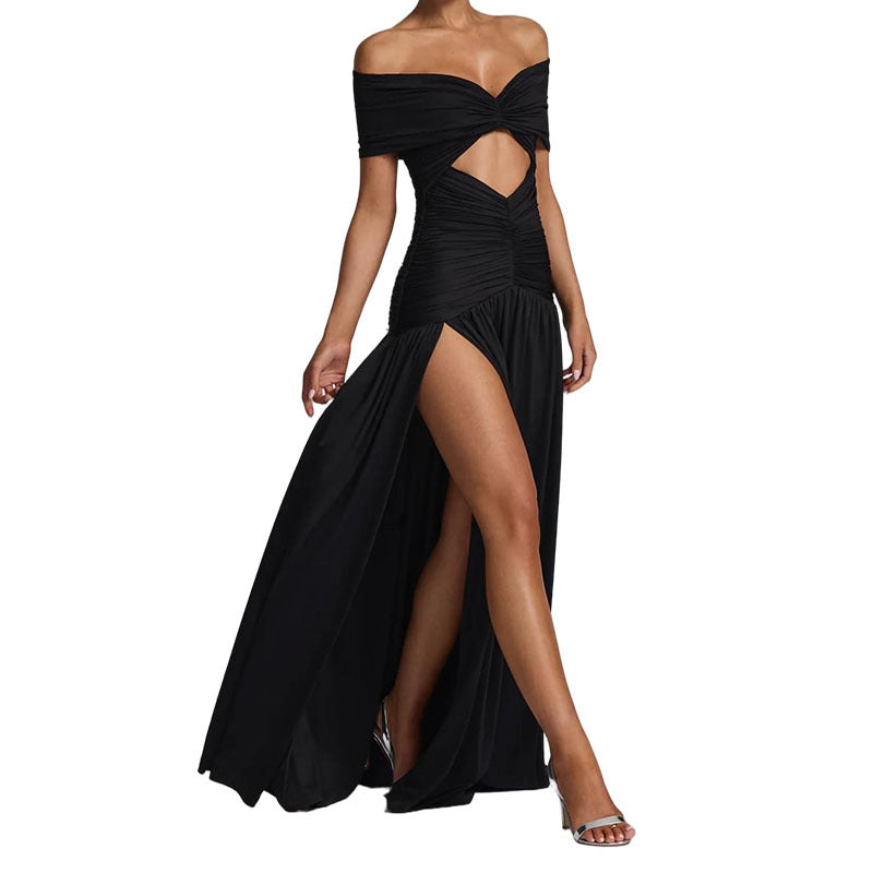 Women Elegant Off-Shoulder Maxi Dress with Practical Cut-Out StylebySassy