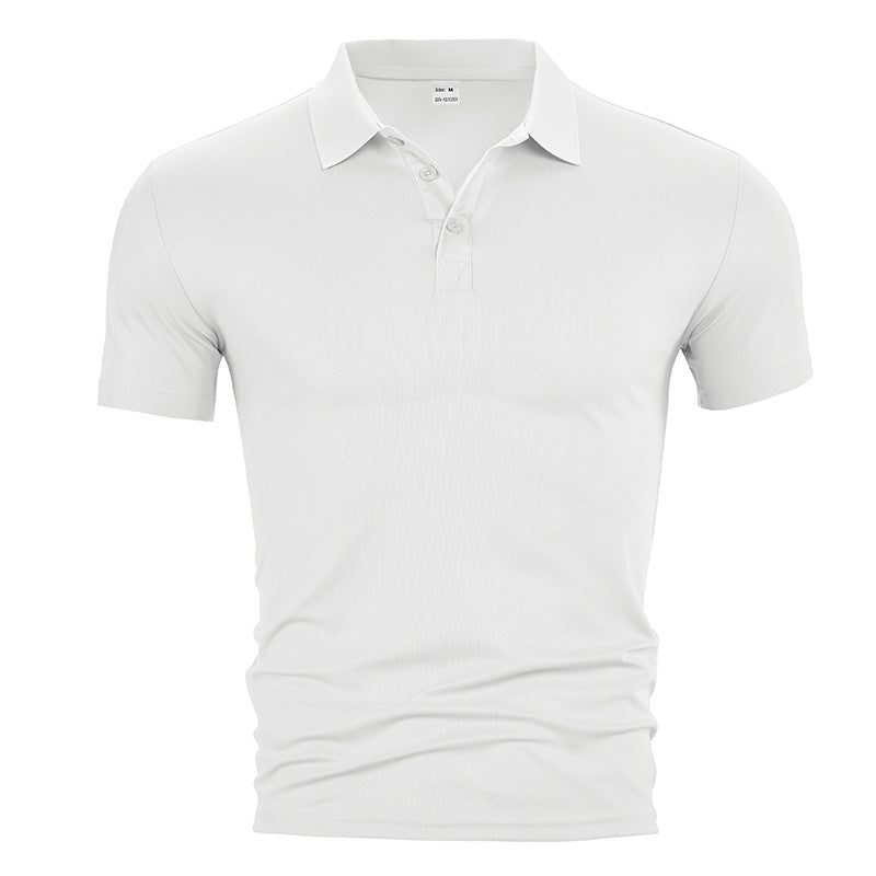 Men's fitted short-sleeve polo shirt made of stretchy jersey with shirt collar and short button placket StylebySassy