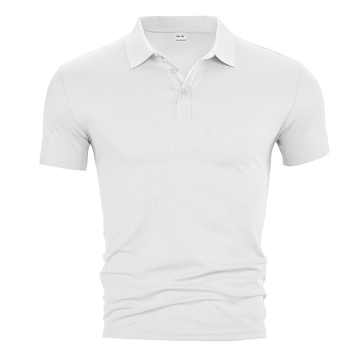 Men's fitted short-sleeve polo shirt made of stretchy jersey with shirt collar and short button placket StylebySassy