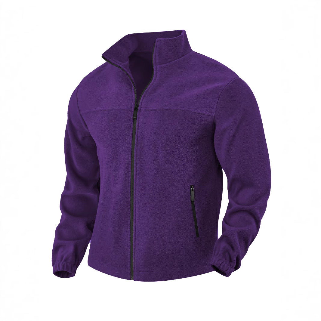 Men's fleece jacket with zipper, stand-up collar and zip pockets StylebySassy