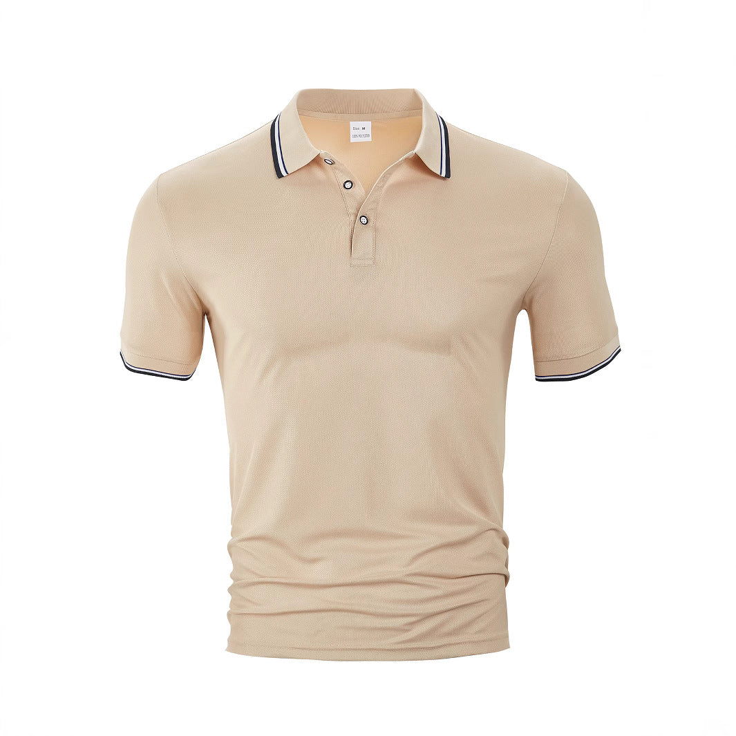 Men's classic polo shirt made of piqué with contrasting stripes at the collar StylebySassy