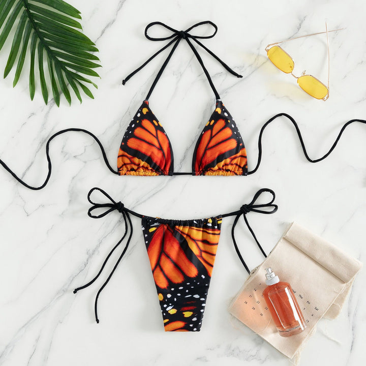Women's Triangle Bikini with Butterfly Design and Adjustable Straps StylebySassy