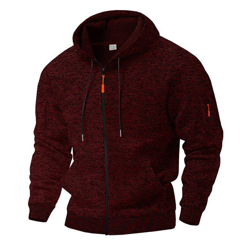 Men's casual hoodie jacket with full zipper and arm pocket StylebySassy