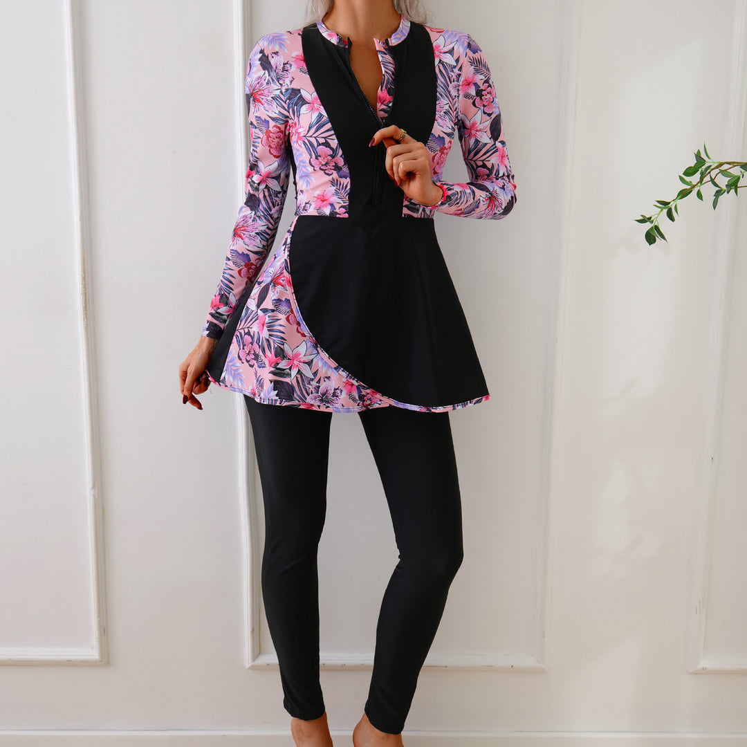 Ladies Sporty Long Sleeve Swimsuit with Elegant Tunic Look StylebySassy
