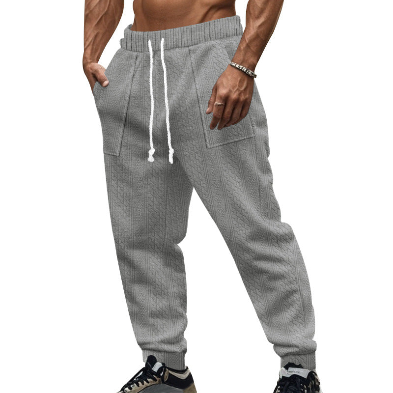 Men's cable knit joggers with drawstring waistband and patch pockets StylebySassy