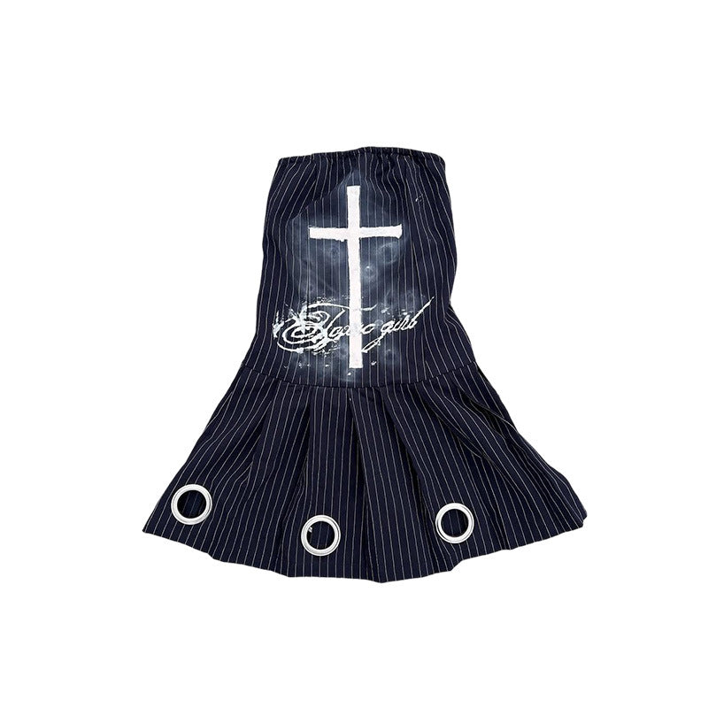Ladies Fashion Pleated Skirt with Graphic Elements StylebySassy