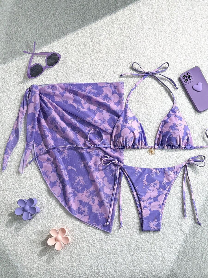 Women Triangle Bikini Set with adjustable straps and wrap StylebySassy