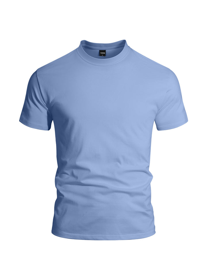 Men's close-fitting round neck basic shirt made of single jersey with reinforced neckband StylebySassy