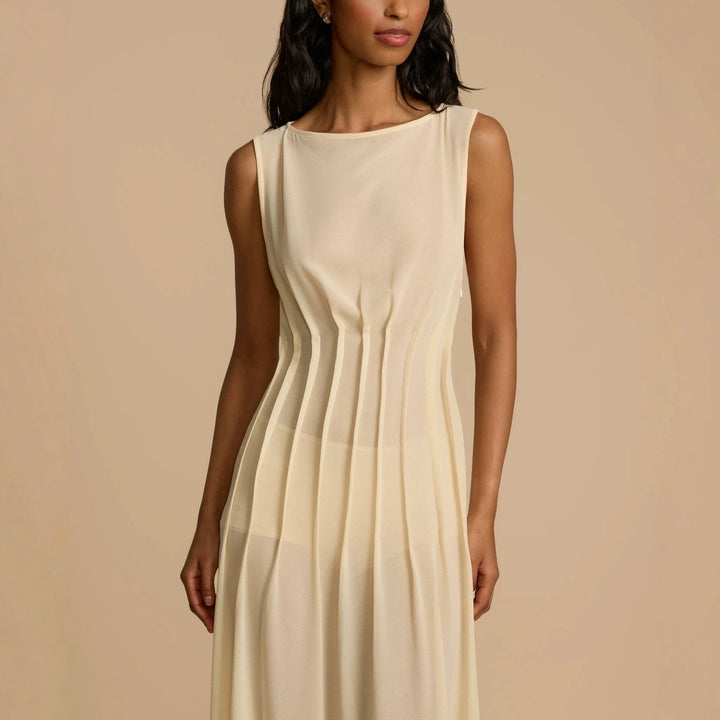 Ladies Long Evening Dress with Refined Pleats