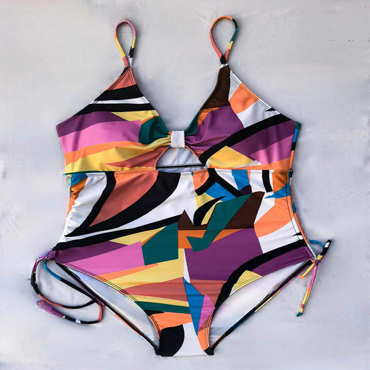 Women's One-Piece Swimsuit with Striking Geometric Pattern StylebySassy