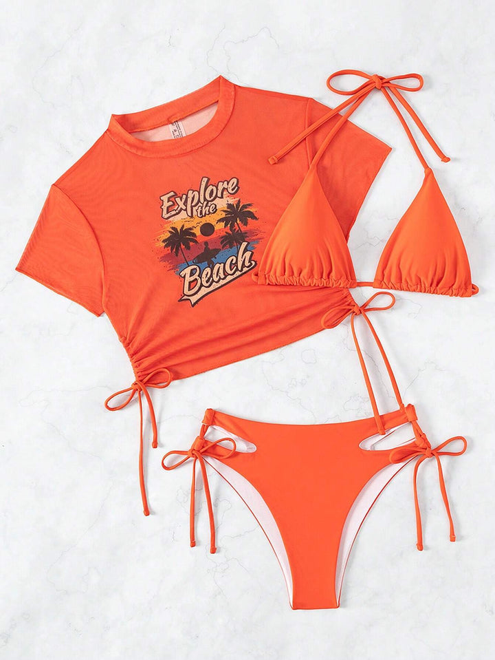 Women's Set with Crop Top and Triangle Bikini StylebySassy