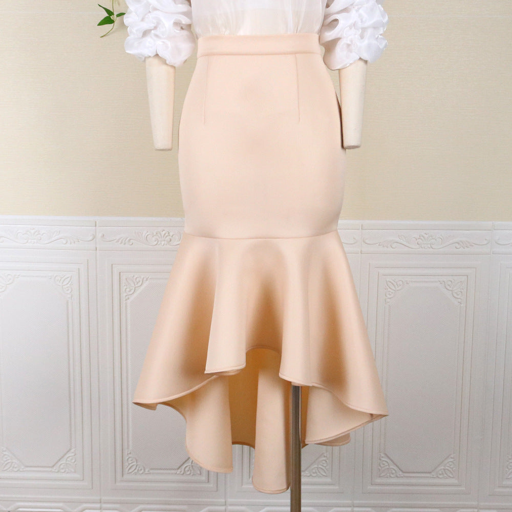 Women's elegant pencil skirt with ruffle trim StylebySassy