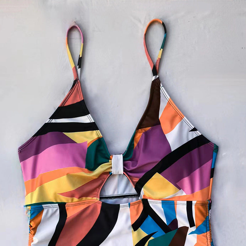 Women's One-Piece Swimsuit with Striking Geometric Pattern StylebySassy