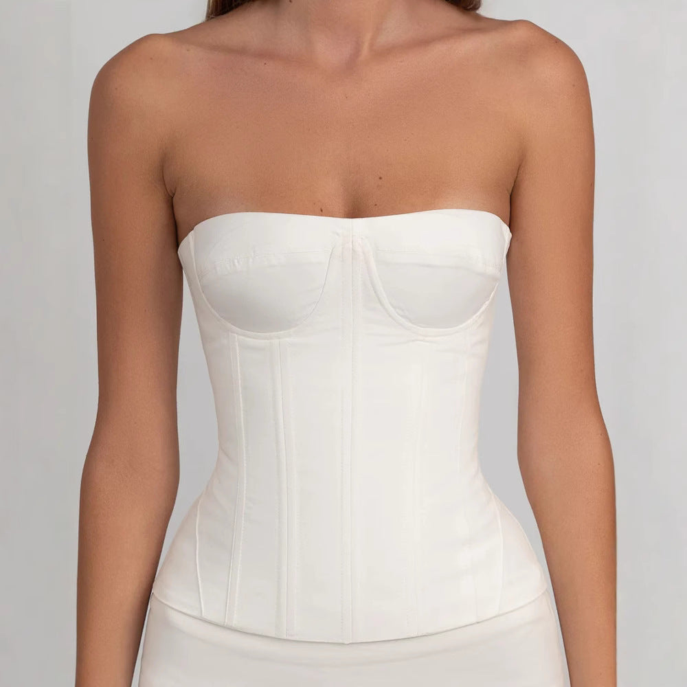 Women form-fitting corset dress with ruffled hem StylebySassy