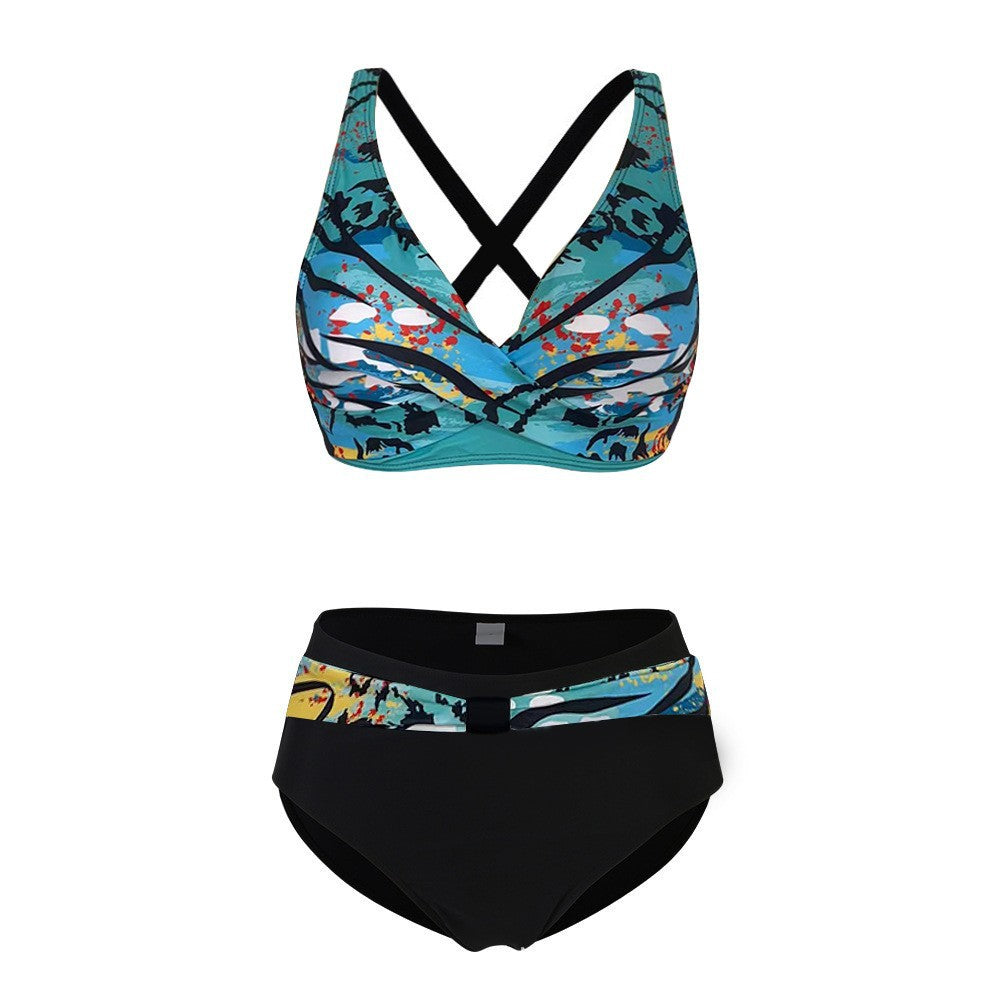 Women's sporty bikini set with trendy cut and modern graphic design StylebySassy