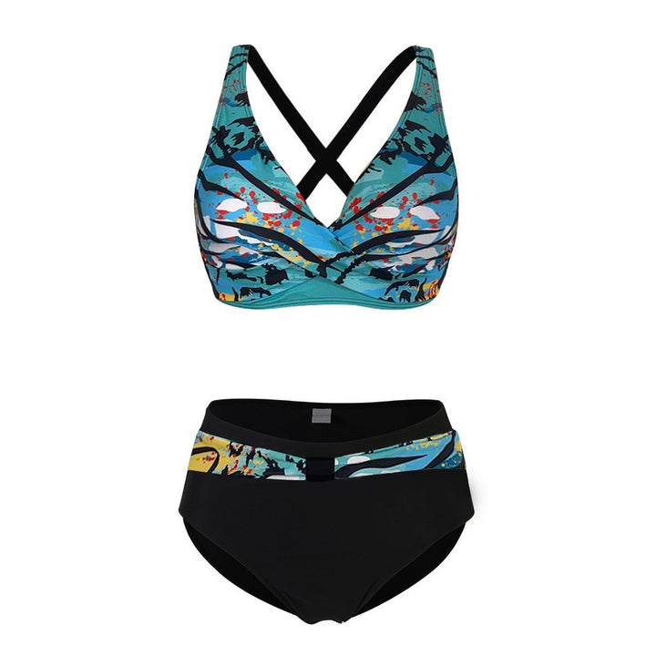 Women's sporty bikini set with trendy cut and modern graphic design StylebySassy
