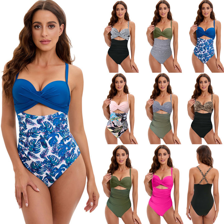 Women's High-Waisted Bikini with Fashionable Twist Design StylebySassy
