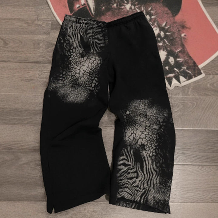 Women nan loose sweatpants with asymmetrical animal print, elastic comfort waistband and straight leg StylebySassy