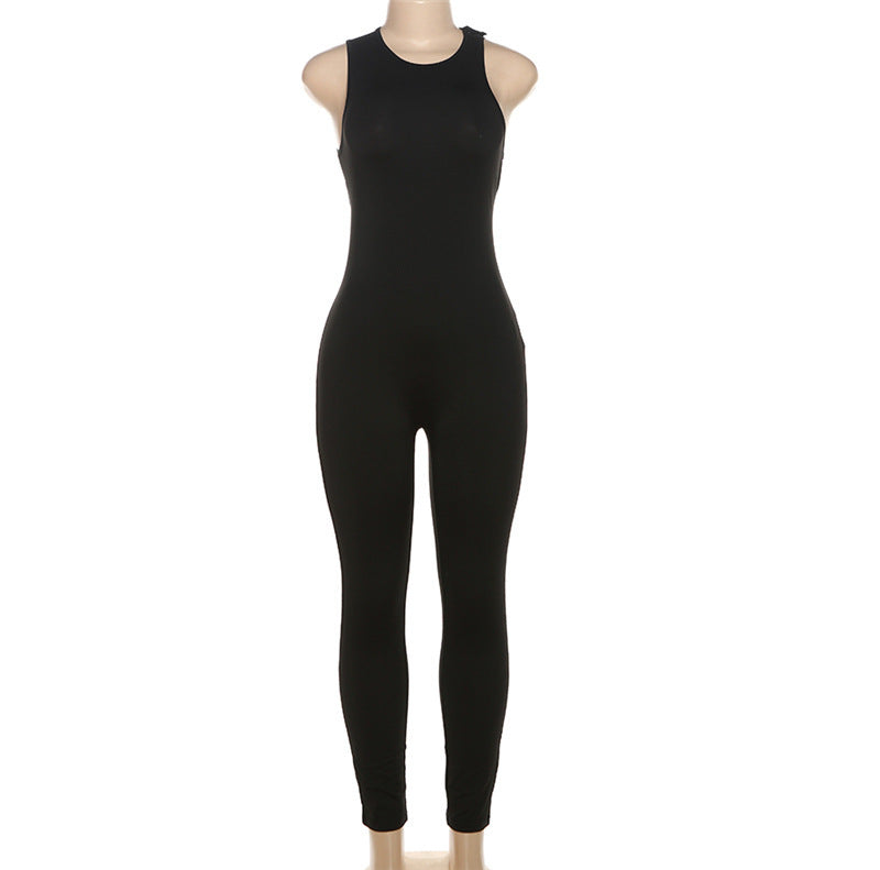 Women’s sporty long overall with innovative cut-out neckline