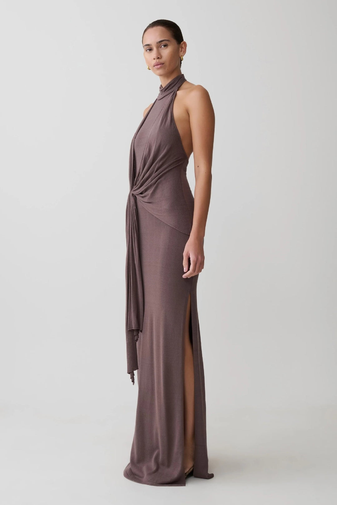 Women Elegant Ankle-Length Wrap Dress with Deep Slit StylebySassy