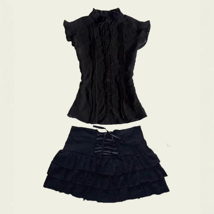 Women's Ruffle Skirt with Laced Top StylebySassy