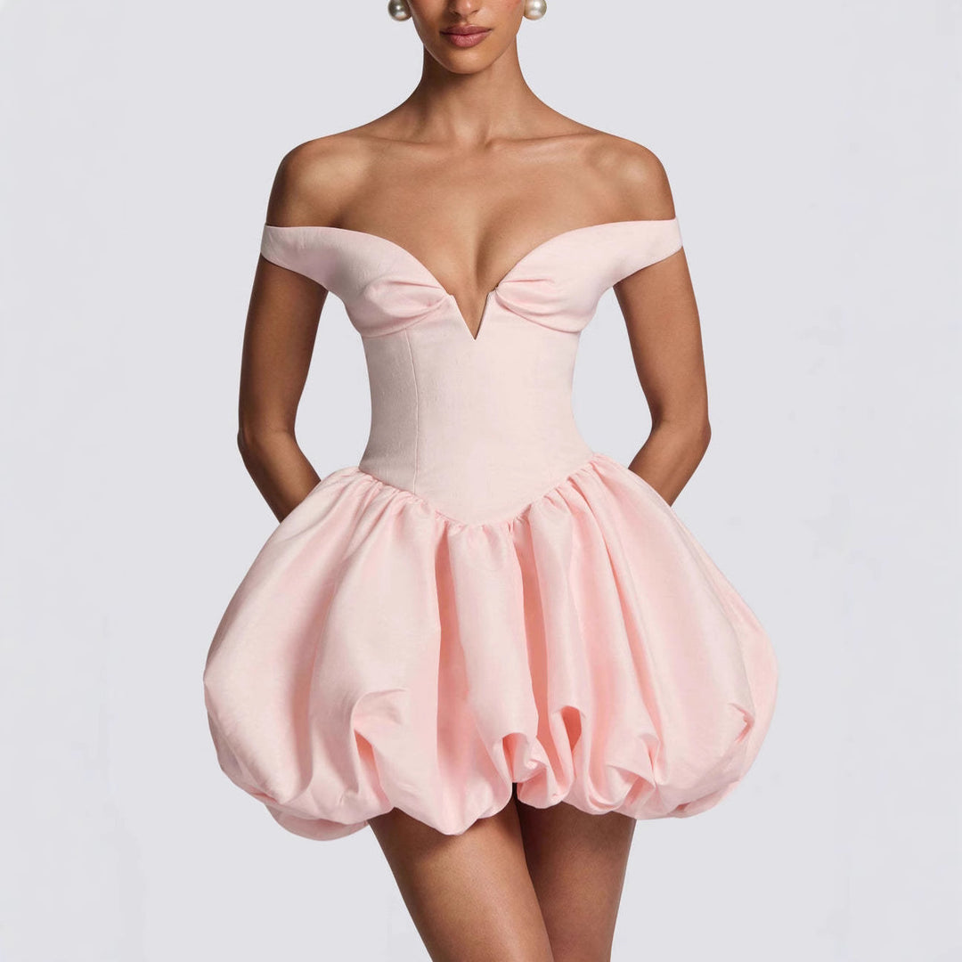 Women's Elegant Ball Gown with Off-Shoulder Neckline and Voluminous Skirt StylebySassy