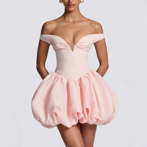 Women's Elegant Ball Gown with Off-Shoulder Neckline and Voluminous Skirt StylebySassy