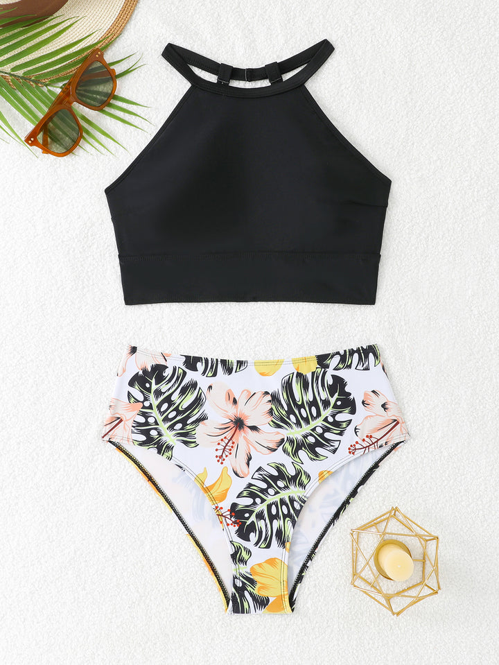 Women's Sporty Bikini Set with High Waist and Backless Top StylebySassy